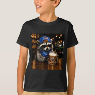 Lustiger Waschbär Western 4. Juli Jubiläum Bier T-Shirt