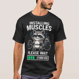 Lustiger Waschbär-Workout-Gym-Fitness-Krafttrainin T-Shirt