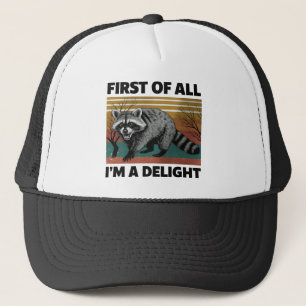 Lustiger Waschbär-Zitat - Zuerst einmal bin ich ei Truckerkappe