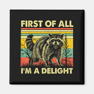 Lustiger Waschbär Zuerst Bin Ich Ein Entzückender Magnet