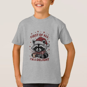 Lustiger Waschbär Zuerst Bin Ich Ein Vergnügen Wei T-Shirt