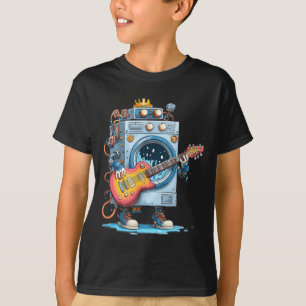 Lustiger Waschmaschinen-Roboter mit E-Gitarren-Kos T-Shirt