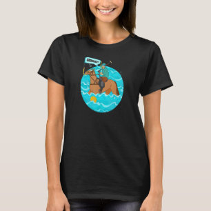 Lustiger Wasserballspieler auf Pferd spielt Wasser T-Shirt
