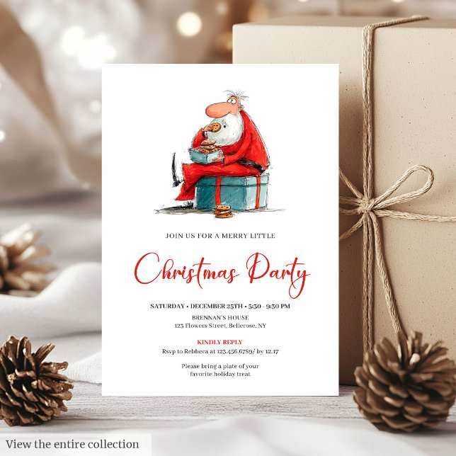 Lustiger Wasserfarben-Weihnachtsmann Weihnachtsfei Einladung (Quirky Santa Claus Watercolor Holiday Party Invite)