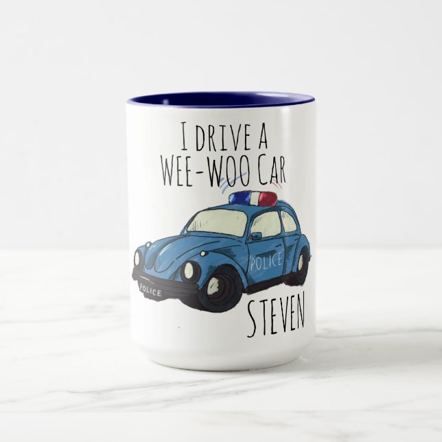 Lustiger Wee-Woo-Auto-Cartoon-Becher  Tasse (Zentrum)