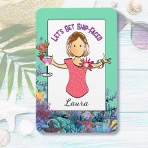 Lustiger weiblicher Cartoon-Urlaub-Kreuzfahrt