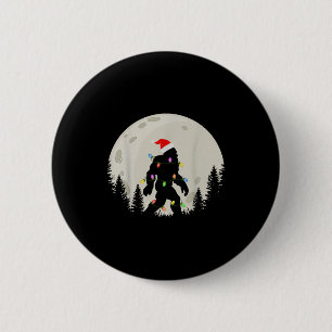 Lustiger Weihnachten Bigfoot Santa Hut Mond Sasqua Button