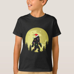 Lustiger Weihnachten Bigfoot Santa Hut Mond Sasqua T-Shirt