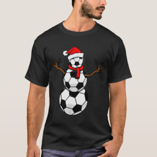 Lustiger Weihnachten Fußball Santa Schneemann T-Shirt