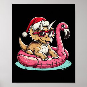 Lustiger Weihnachten im Juli Triceratops Santa Fla Poster