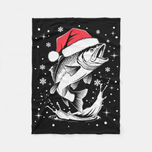 Lustiger Weihnachten Santa Hut Fisch Weihnachten A Fleecedecke