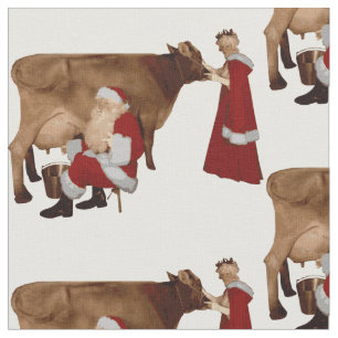lustiger weihnachten santa mrs claus kuh stoff