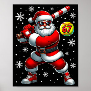 Lustiger Weihnachten Softball Cooler Weihnachtsman Poster