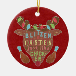 Lustiger WeihnachtenBlitzen Huhn-Ren-Spaß Keramik Ornament