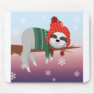 Lustiger Weihnachtfaultier Mousepad