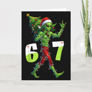 Lustiger Weihnachts-Alien-Sechs-Sieben-Meme 67 Wei Karte