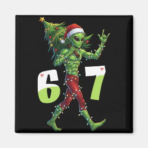 Lustiger Weihnachts-Alien-Sechs-Sieben-Meme 67 Wei Magnet