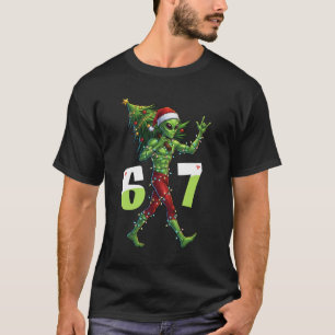 Lustiger Weihnachts-Alien-Sechs-Sieben-Meme 67 Wei T-Shirt