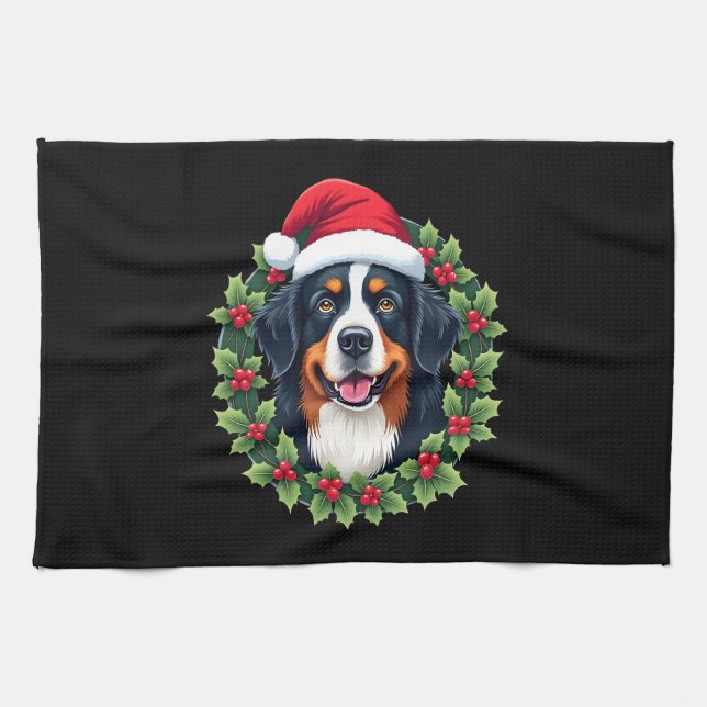 Lustiger Weihnachts-Bernese-Mountain-Dog-Tank-Top Geschirrtuch (Horizontal)