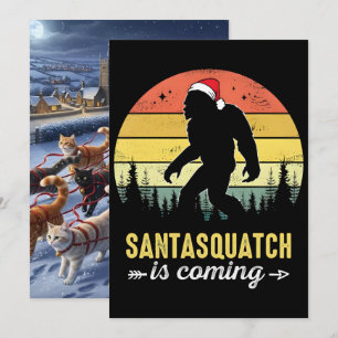 Lustiger Weihnachts-Bigfoot mit Santa-Hut Feiertagskarte