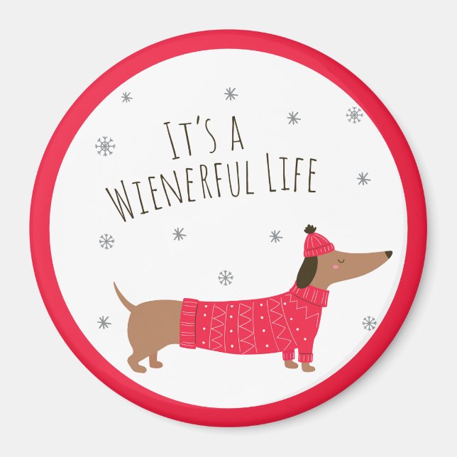 Lustiger Weihnachts-Dachshund Magnet (Vorne)