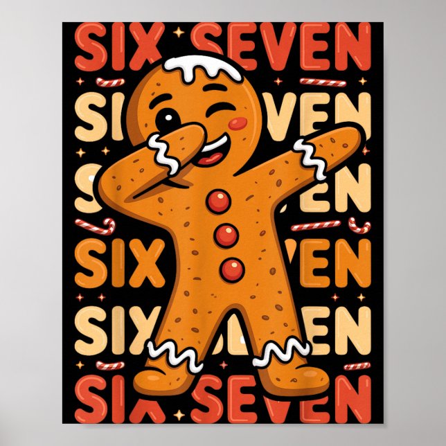 Lustiger Weihnachts-Gingerbread-Cookie-Dab-Sechs-S Poster (Vorne)