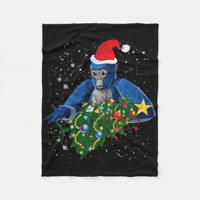 Lustiger Weihnachts-Gorilla-Tag  Fleecedecke (Vorderseite)
