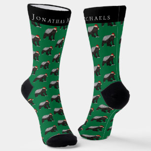 Lustiger Weihnachts-Honigdachs Grüne Feiertage Socken