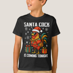 Lustiger Weihnachts-Huhn-Santa-Kommende-Nacht-Humo T-Shirt