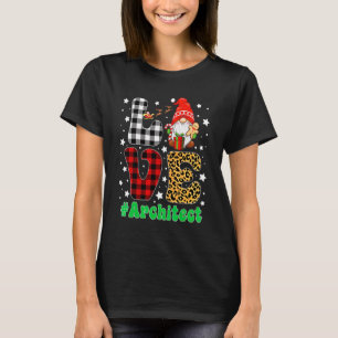 Lustiger Weihnachts-Leoparden-Karo-LOVE-Architekt- T-Shirt