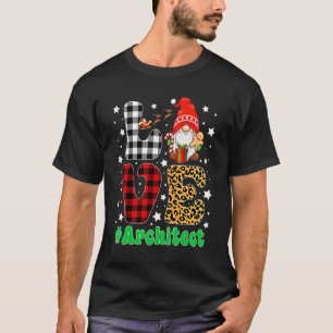 Lustiger Weihnachts-Leoparden-Karo-LOVE-Architekt- T-Shirt