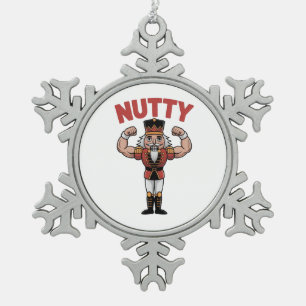 Lustiger Weihnachts-Nussknacker Natürlich Fit Schneeflocken Zinn-Ornament