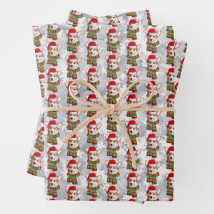 Lustiger Weihnachts-Pembroke Welsh Corgi mit Schal Geschenkpapier Set