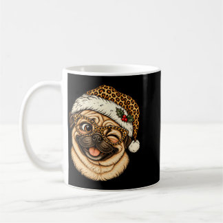 Lustiger Weihnachts-Pug mit Leoparden-Weihnachtsma Kaffeetasse