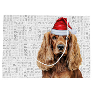 Lustiger Weihnachts-Santa-Hund Cocker Spaniel Urla Große Geschenktüte