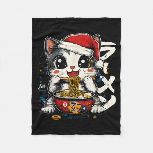 Lustiger Weihnachts-Santa-Katze-Ramen Japanisch Ka Fleecedecke