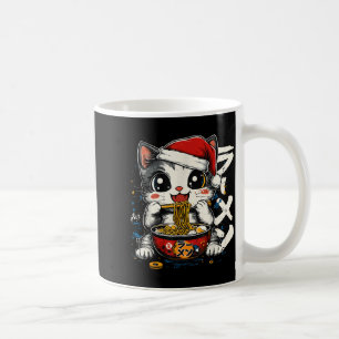 Lustiger Weihnachts-Santa-Katze-Ramen Japanisch Ka Kaffeetasse