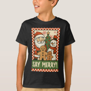 Lustiger Weihnachts-Santa-Lebkuchen-Schneemann-Sel T-Shirt