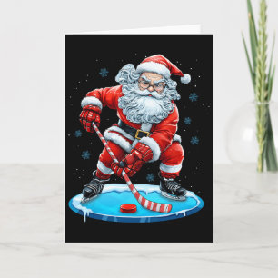 Lustiger Weihnachts-Santa spielt Eishockey Xmas Sp Karte