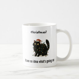 Lustiger Weihnachts-Schwarzkatzen-Lichter-Mug Kaffeetasse
