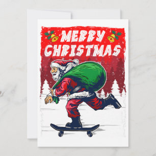 Lustiger Weihnachts-Skateboarding-Weihnachtsmann Feiertagskarte