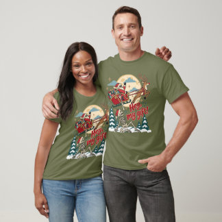 Lustiger Weihnachts-Skelett-Santa-Schlitten-Rentie T-Shirt
