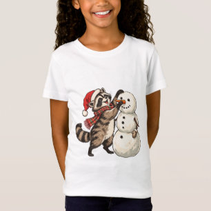 Lustiger Weihnachts-Waschbär & Schneemann Winter T-Shirt