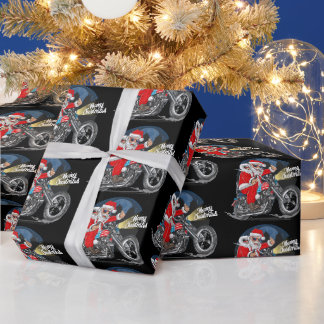 Lustiger Weihnachts-Zigarre-Motorrad-fahrender Wei Geschenkpapier