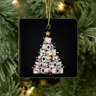 Lustiger Weihnachtsbadezimmer-Toilettenpapierbaum  Keramikornament
