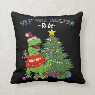 Lustiger Weihnachtsbaum-Dinosaurier Ungezogene Lis Kissen