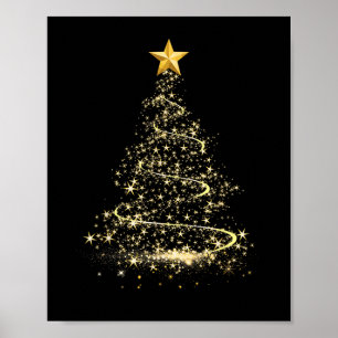 Lustiger Weihnachtsbaum in Gold Frohe Weihnachten  Poster