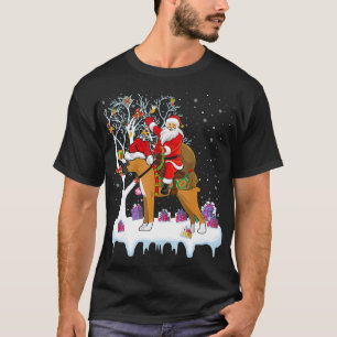 Lustiger Weihnachtsbaum mit Lichtern Santa reitet T-Shirt