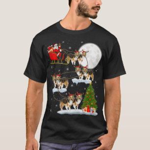 Lustiger Weihnachtsbaum Santa Reitet Sheltie Chri T-Shirt