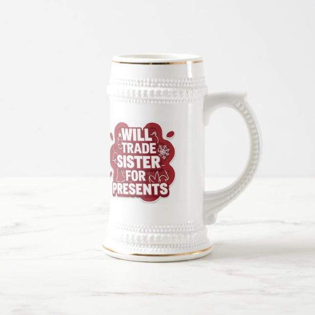 Lustiger Weihnachtsbierkrug – Ich werde Schwester  Bierglas (Rechts)